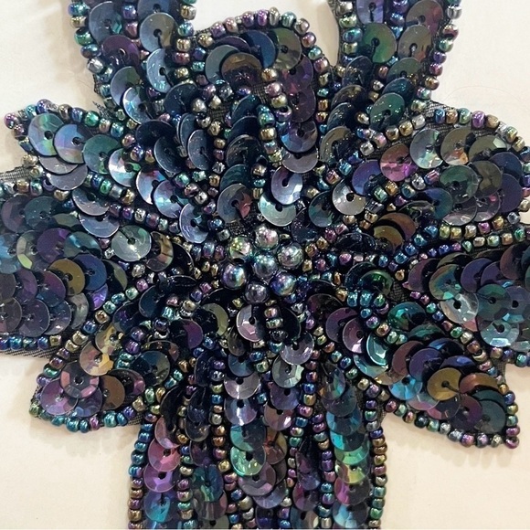 Karla Jordan Kollections FLORAL Sequin Beaded Appliqué Removable Adhesive VTG - Picture 2 of 5